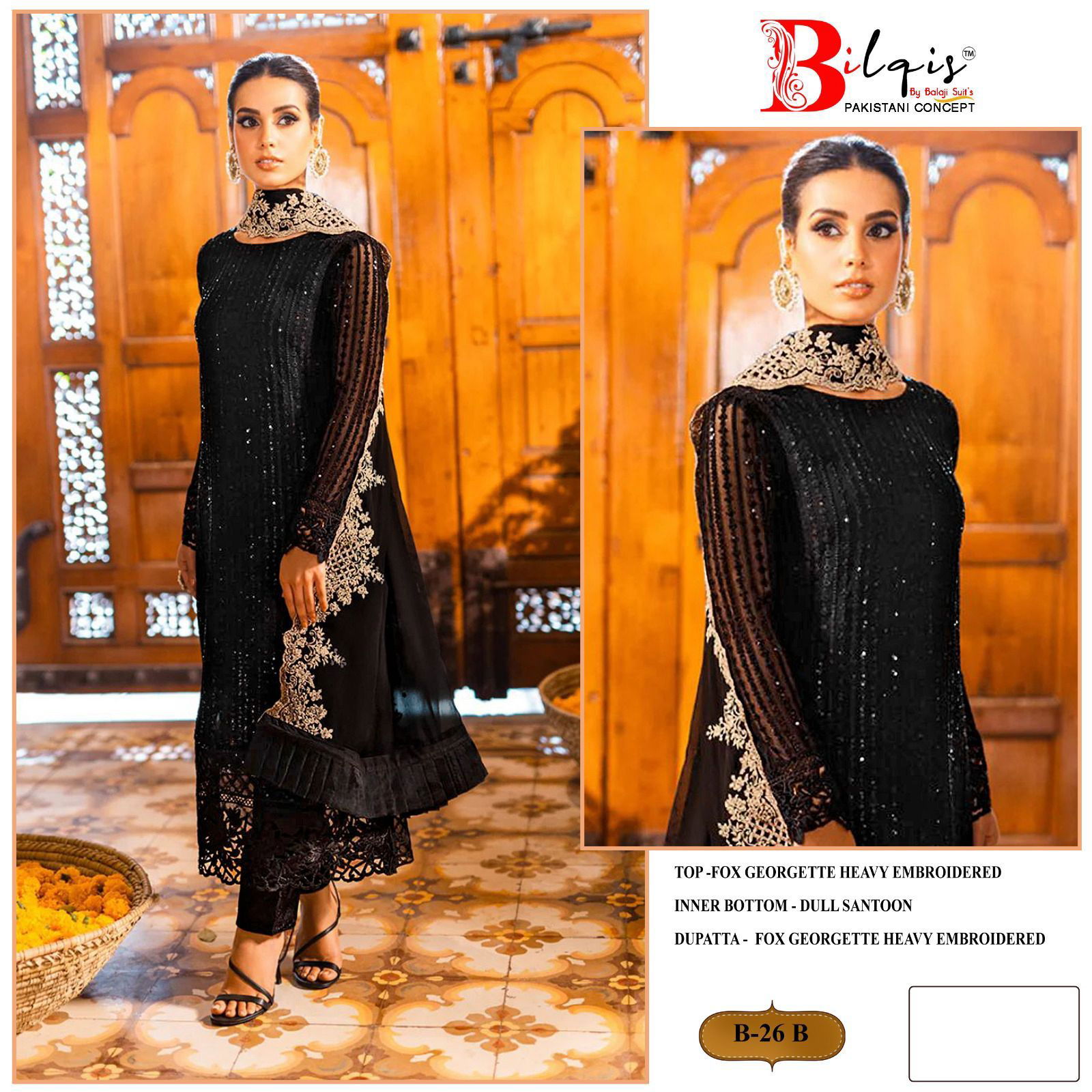 B 26 B To E By Bilqis Georgette Pakistani Suits Wholesale Clothing Suppliers In India
